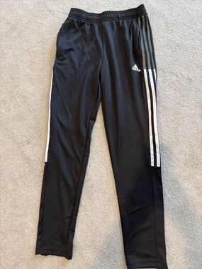 adidas Black Joggers Boys size 13-14 with White Three-Stripe Detail